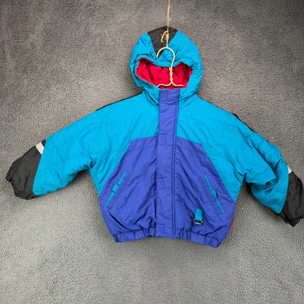 Vintage Pacific Trail Kids Blue Colorblock Hooded Winter Jacket Size L 7